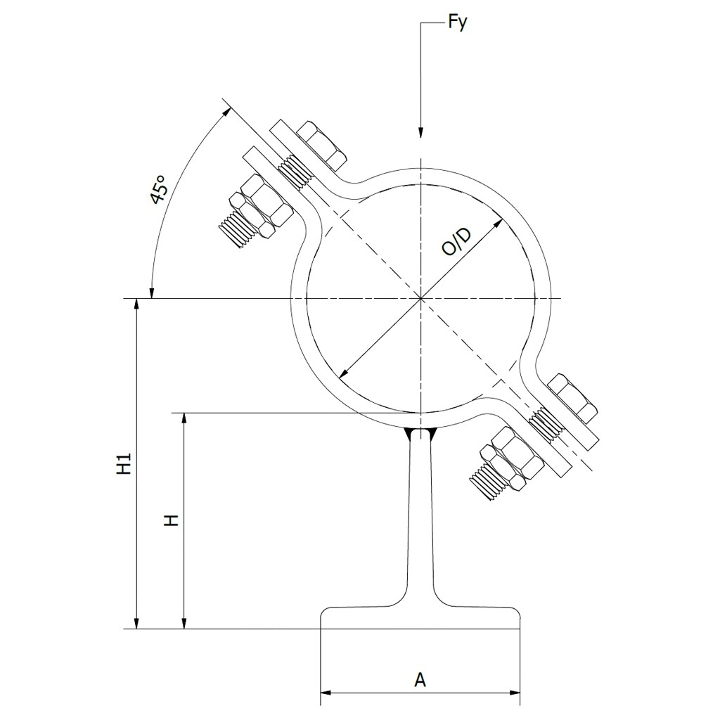 Pijpschoen Fig. 810 | op T-profiel 100x100x11 | S235JR zwart - Afbeelding 2